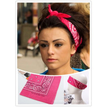 Customized Color Paisley Cotton Cow Girl Headwrap Scarf Headband